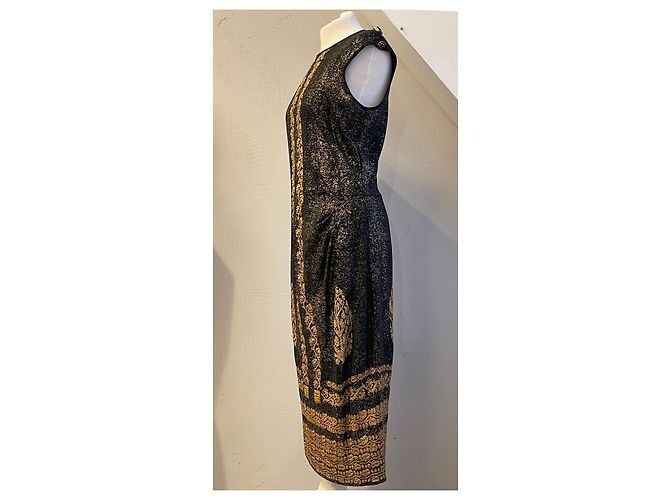 Chanel Strickkleid Maxilänge Metallisch Schwarz Gold Golden - Ansicht 8