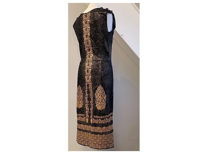 Chanel Strickkleid Maxilänge Metallisch Schwarz Gold Golden - Ansicht 9
