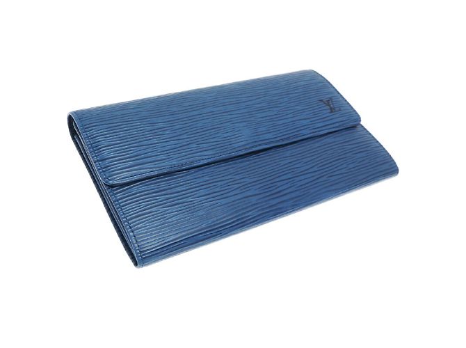 Cartera larga de cuero Epi Louis Vuitton Azul - vista 3