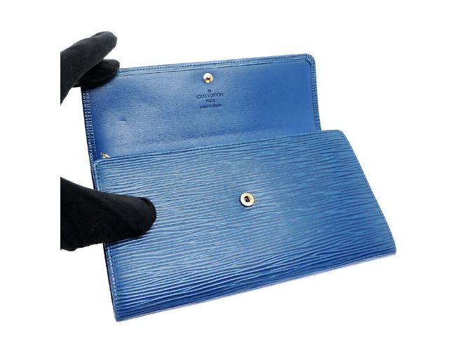 Cartera larga de cuero Epi Louis Vuitton Azul - vista 5