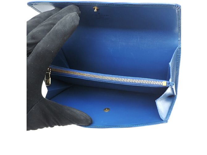Cartera larga de cuero Epi Louis Vuitton Azul - vista 6