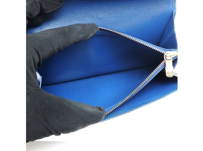 Cartera larga de cuero Epi Louis Vuitton Azul - vista 7