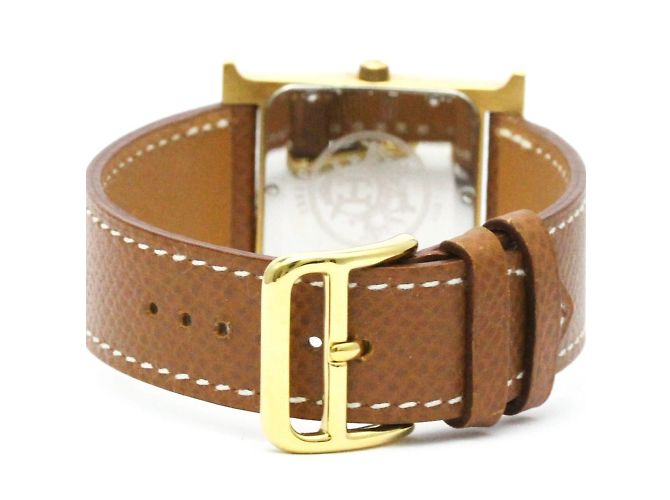 Hermès Relógio de pulso de couro banhado a ouro Hermes Heure H com quartzo - vista 5