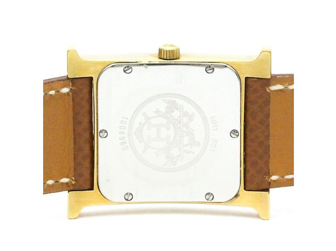 Hermès Relógio de pulso de couro banhado a ouro Hermes Heure H com quartzo - vista 7