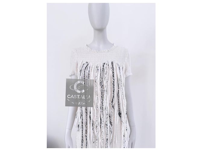 Chanel Ikonisches Fransen-Tweedkleid der Arctic Ice Kollektion Roh - Ansicht 7
