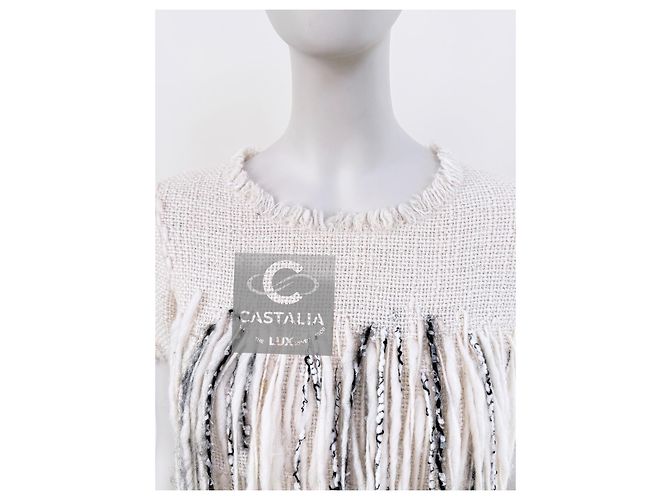 Chanel Ikonisches Fransen-Tweedkleid der Arctic Ice Kollektion Roh - Ansicht 9