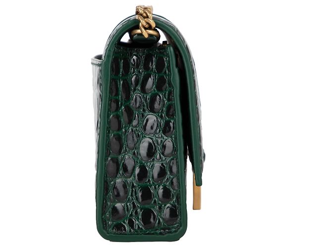 Cartera Balenciaga Hourglass en croco estampado con cadena Verde - vista 3