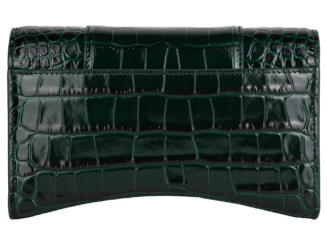 Cartera Balenciaga Hourglass en croco estampado con cadena Verde - vista 4