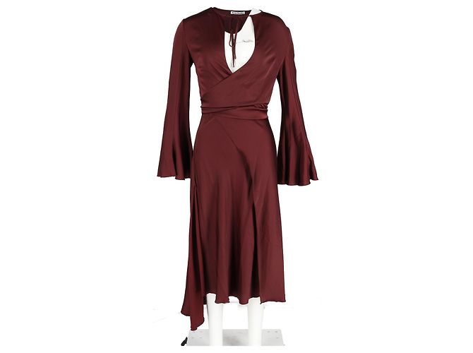 Abito a maniche lunghe Acne Studios in satin bordeaux Bordò - vista 4
