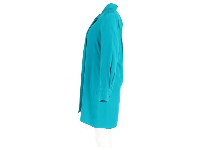 Blusa con cuello de lazo Chloé en seda turquesa - vista 5