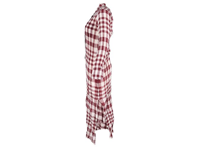 Abito camicia a quadri Theory in cotone rosso - vista 2
