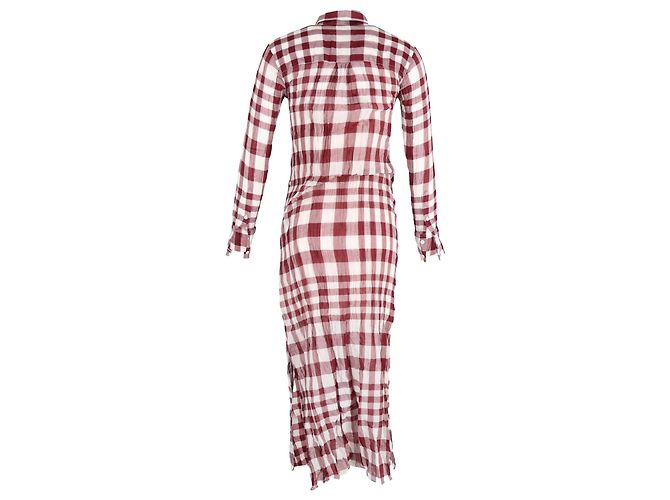 Abito camicia a quadri Theory in cotone rosso - vista 3