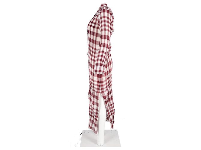Abito camicia a quadri Theory in cotone rosso - vista 5