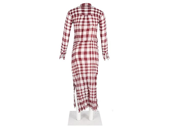 Abito camicia a quadri Theory in cotone rosso - vista 6