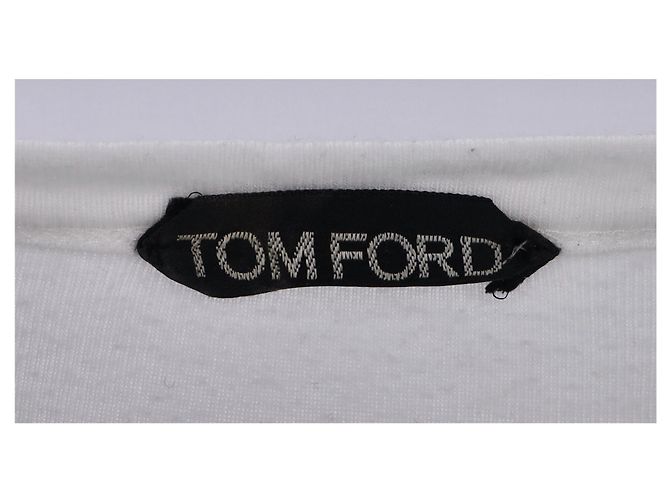 Camiseta de manga larga acanalada Tom Ford en algodón blanco Crudo - vista 10