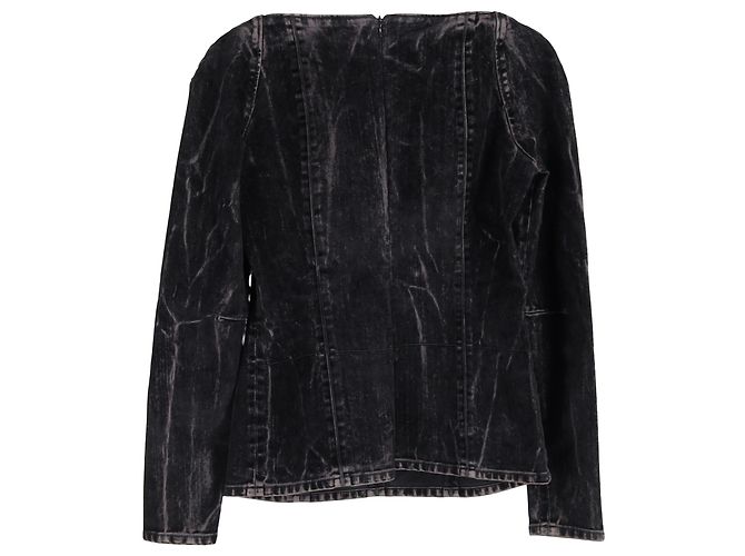 Stella Mc Cartney Stella McCartney Flock-Velours-Bluse aus schwarzem Denim - Ansicht 2