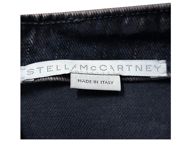 Stella Mc Cartney Stella McCartney Flock-Velours-Bluse aus schwarzem Denim - Ansicht 3