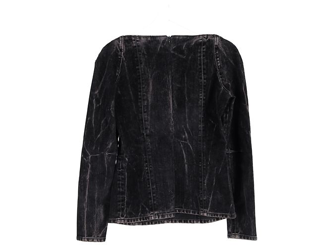 Stella Mc Cartney Stella McCartney Flock-Velours-Bluse aus schwarzem Denim - Ansicht 5