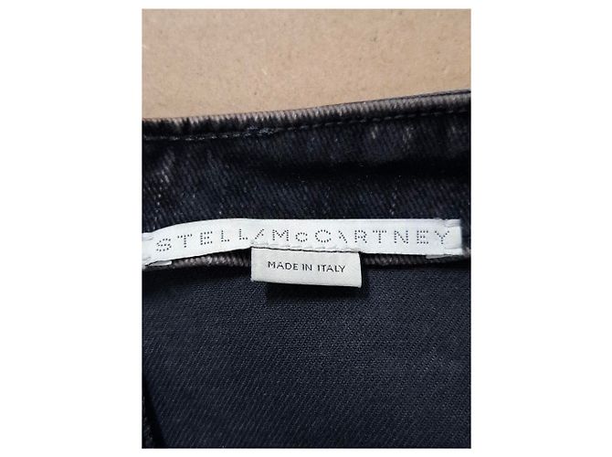 Stella Mc Cartney Stella McCartney Flock-Velours-Bluse aus schwarzem Denim - Ansicht 6