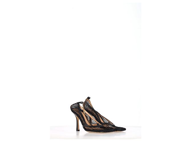 Pumps Bottega Veneta Stretch in rete nera e pelle Nero - vista 11