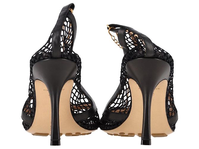 Pumps Bottega Veneta Stretch in rete nera e pelle Nero - vista 5