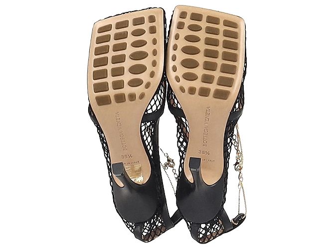 Pumps Bottega Veneta Stretch in rete nera e pelle Nero - vista 7