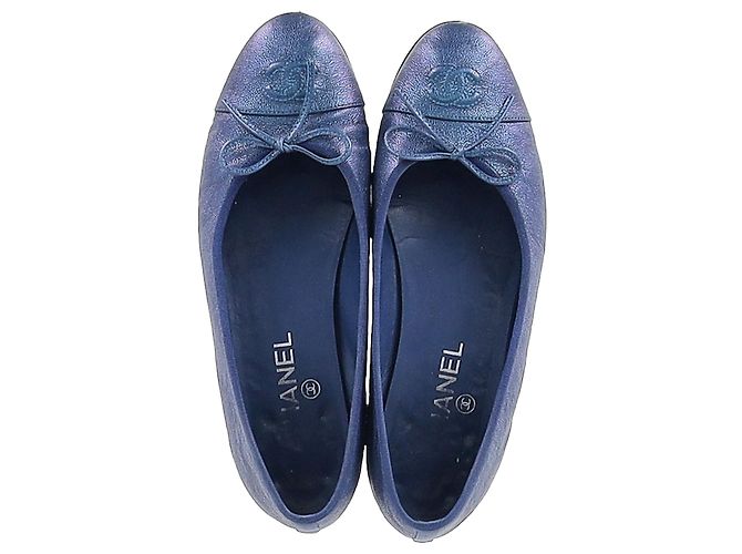 Timeless Bailarinas Chanel en cuero azul - vista 3