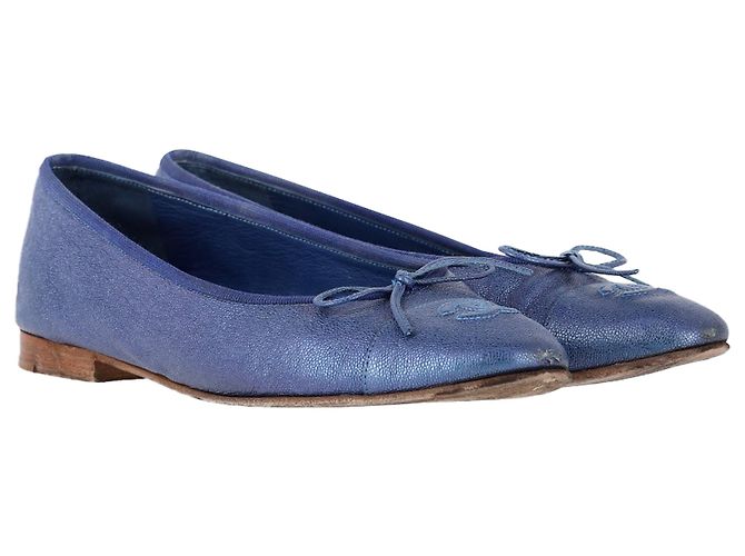 Timeless Bailarinas Chanel en cuero azul - vista 4