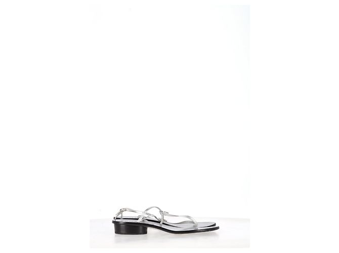 Timeless Sandali T-Strap Chanel in pelle argentata Argento - vista 15