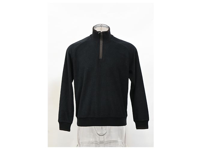 Ermenegildo Zegna Zegna Sport Pullover mit halbem Reißverschluss aus schwarzer Wolle - Ansicht 6