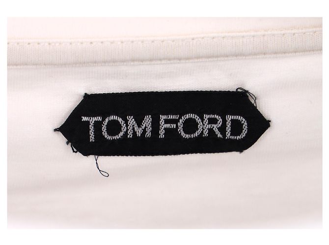 T-shirt a maniche lunghe con collo rotondo Tom Ford in lyocell bianco Crudo - vista 10