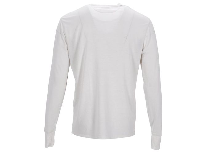 T-shirt a maniche lunghe con collo rotondo Tom Ford in lyocell bianco Crudo - vista 3