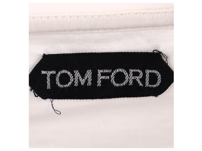 T-shirt a maniche lunghe con collo rotondo Tom Ford in lyocell bianco Crudo - vista 4
