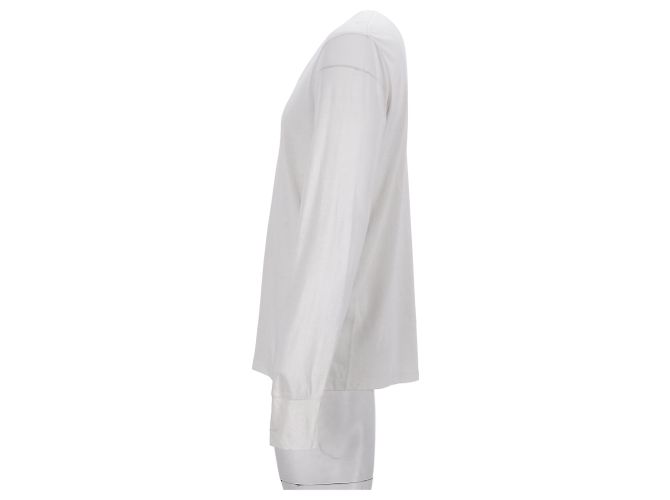 T-shirt a maniche lunghe con collo rotondo Tom Ford in lyocell bianco Crudo - vista 8