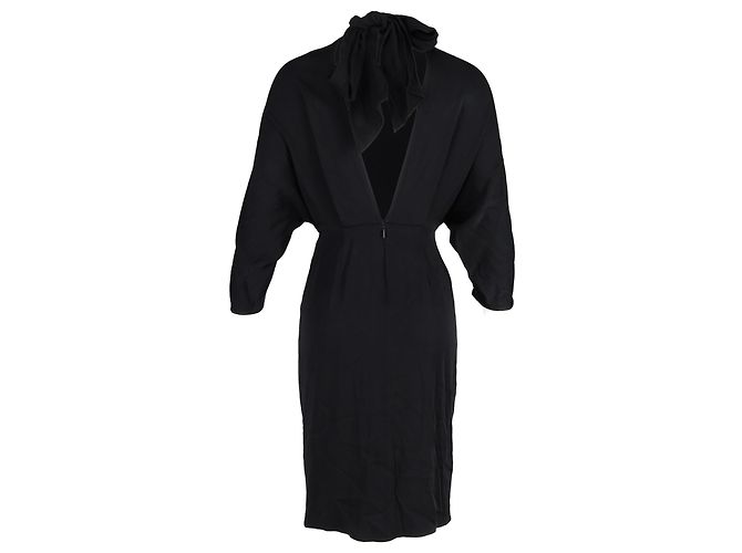 Abito nero in acetato con scollo a V e lunghezza al ginocchio di Diane von Furstenberg - vista 3