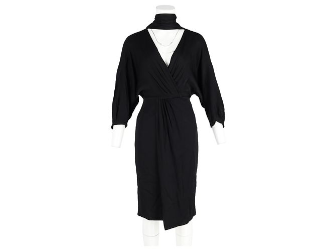 Abito nero in acetato con scollo a V e lunghezza al ginocchio di Diane von Furstenberg - vista 4