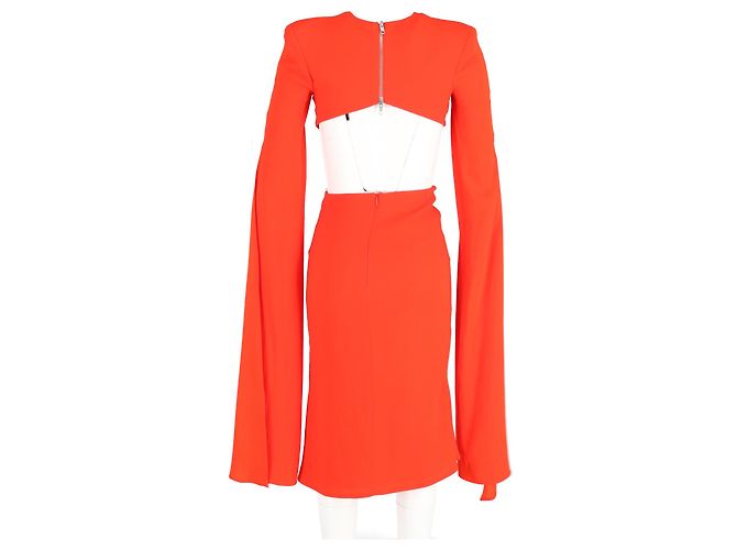 Autre Marque Alex Perry Cape Effect Cutout Kleid aus rotem Polyester - Ansicht 6