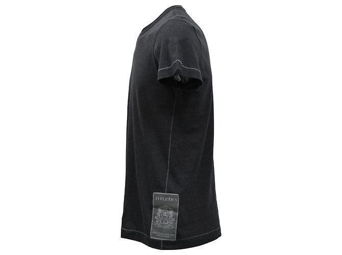 Camiseta de algodão preta com patch de logo Dolce & Gabbana Preto - vista 2