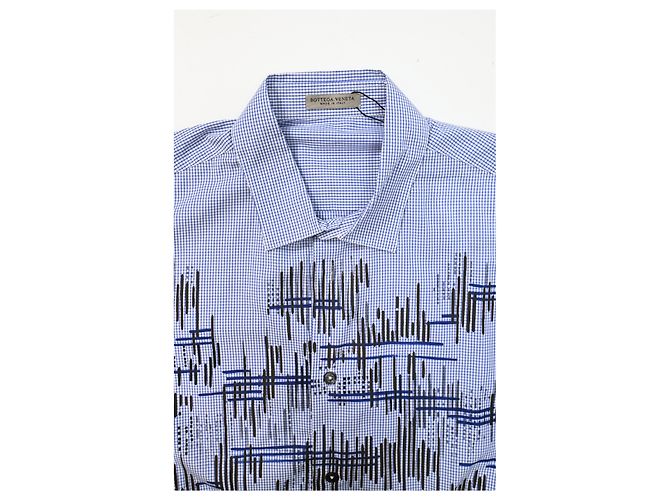 Camicia a quadri stampata Bottega Veneta in cotone blu - vista 10