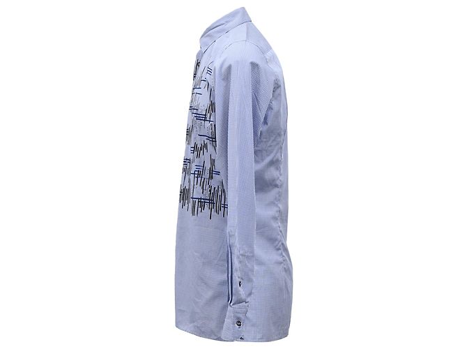 Camicia a quadri stampata Bottega Veneta in cotone blu - vista 2