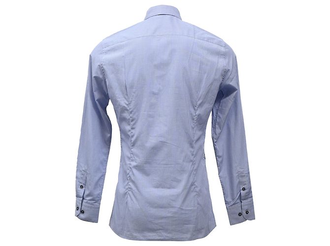 Camicia a quadri stampata Bottega Veneta in cotone blu - vista 3