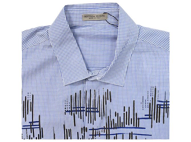 Camicia a quadri stampata Bottega Veneta in cotone blu - vista 5