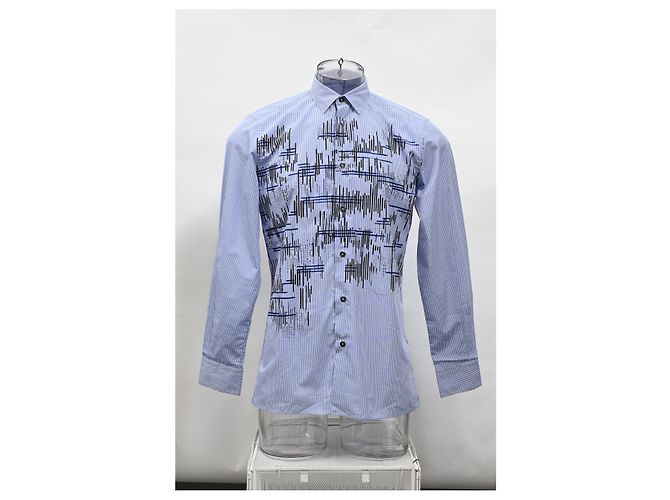 Camicia a quadri stampata Bottega Veneta in cotone blu - vista 6