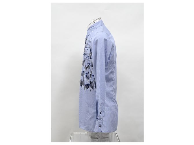 Camicia a quadri stampata Bottega Veneta in cotone blu - vista 7