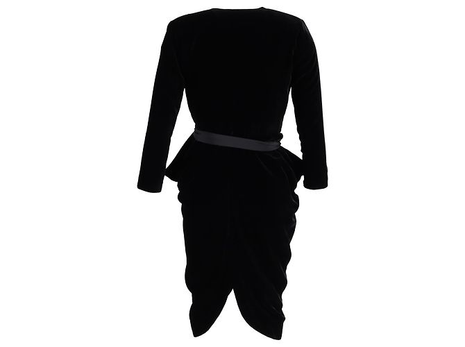 Chloé Drapierte Knielanges Kleid aus schwarzem Samt - Ansicht 3