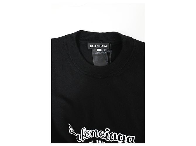 Balenciaga Logo Est. 1917 Pullover aus schwarzer Baumwolle - Ansicht 10