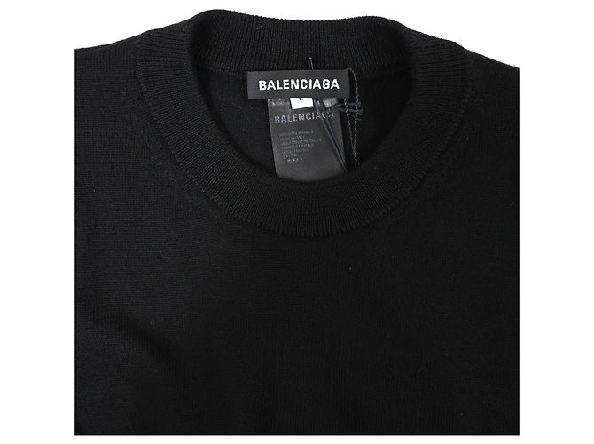 Balenciaga Logo Est. 1917 Pullover aus schwarzer Baumwolle - Ansicht 5