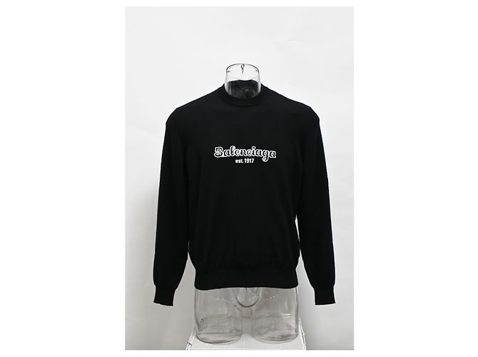 Balenciaga Logo Est. 1917 Pullover aus schwarzer Baumwolle - Ansicht 6