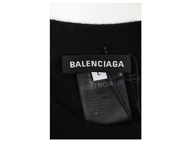 Balenciaga Logo Est. 1917 Pullover aus schwarzer Baumwolle - Ansicht 9