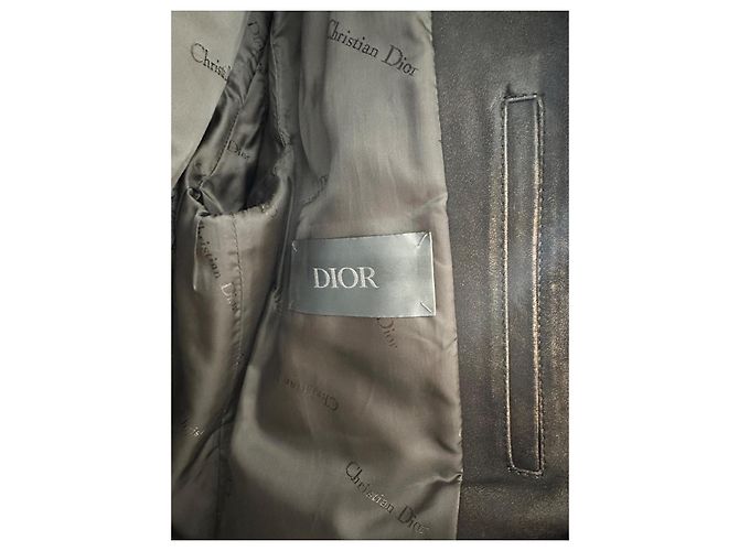 Dior Homme Lederjacke/-mantel Braun - Ansicht 12